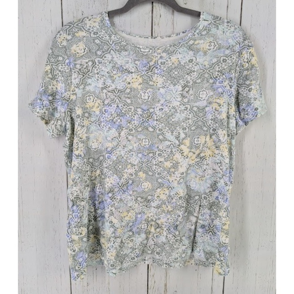 Croft Barrow Size Large Multicolor Geometric Print‎ Short Sleeve Classic Tee